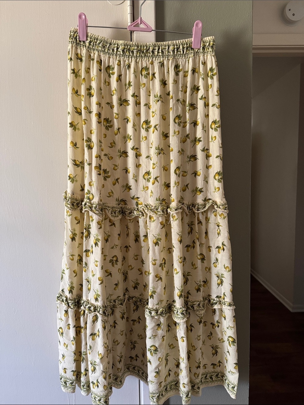 Lemon Print Tiered Maxi Skirt - Women